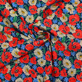 Coton liberty ® Myria rouge fond marine au mètre