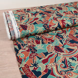 Coton liberty ® Elea Sun marron et bleu marine au mètre