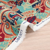 Coton liberty ® Elea Sun marron et bleu marine au mètre