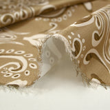 Polyester satin baroque print beige background