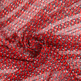 Printed muslin satin band blue eye red background