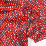 Printed muslin satin band blue eye red background