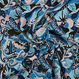 Coton liberty ® Elea Sun bleu et vieux rose au mètre