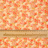 Crépon viscose fleur corail fond jaune