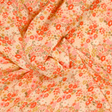 Crépon viscose fleur corail fond jaune