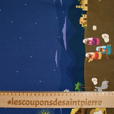 Algodón estampado Les rois magi fond marine