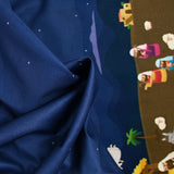 Algodón estampado Les rois magi fond marine