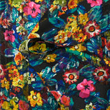 Printed muslin satin band flowers in gouache black background
