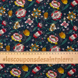 Muselina estampada tulipanes mostaza fondo marino