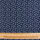 Popeline de coton imprimée houx fond marine