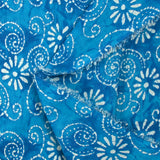 Batik cotton printed Udaipur azure blue background