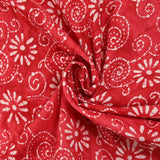 Coton batik imprimé Udaipur fond rouge