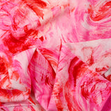 Viscose imprimée ouragan rose et rouge