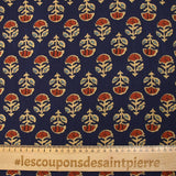 Coton indien imprimé Jhansi fond marine