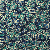 Coton indien imprimé Itanagar turquoise fond marine