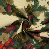 Polycotton printed pine cone and ribbon ivory bottom
