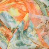 Viscose imprimée ouragan orange et vert