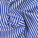 Polialgodón rayas azules 5mm fondo blanco