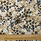 Viscose imprimée pensée animale beige fond blanc