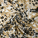 Viscose imprimée pensée animale beige fond blanc