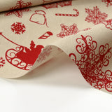 Polycotton Printed Christmas Magic Beige background