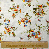 Viscose imprimée bouquet floral fond blanc