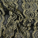 Dentelle polyester Martina jaune pâle fond noir