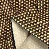 Gabardine de coton élasthanne hexagone beige et noir