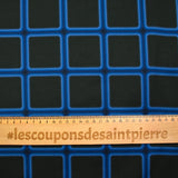 Cotton elastane satin blue checks black background