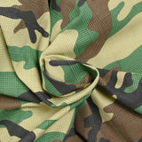 Satén de algodón elastano camuflaje beige y verde