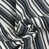 Navy and white striped printed cotton