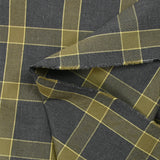 Flanelle de coton tartan kaki fond anthracite