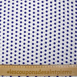 Viscose imprimée à pois 8mm indigo fond blanc