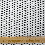 Viscose imprimée à pois 8mm noir fond blanc
