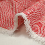 Coton doupionné effet seersucker rayé 1 mm blanc et rouge