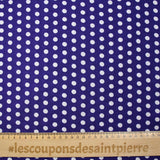 Viscose imprimée à pois 8mm blanc fond indigo