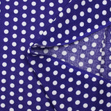Viscose imprimée à pois 8mm blanc fond indigo