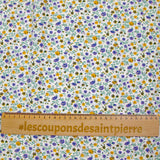 Viscose imprimée jardin secret violet et moutarde fond blanc