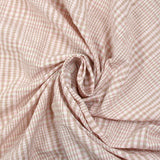 Coton à carreaux froissé rose et taupe fond blanc