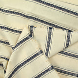 Coton jacquard Lurex rayé marine fond écru