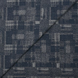Jacquard de coton et soie carreaux déstructurés bleu denim