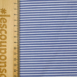Coton élasthanne rayé 1 mm blanc fond bleu roi
