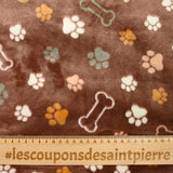 Polaire doudou imprimée patte de chien fond marron