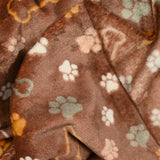 Polaire doudou imprimée patte de chien fond marron