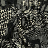 Printed Mousseline Motif in black and ecru mosaic