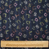 Printed Mousseline Satin Strip Alphabet Sea background