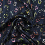 Printed Mousseline Satin Strip Alphabet Sea background