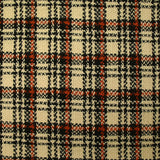 Tweed de laine tartan orange brûlé fond sable