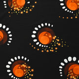 Maille de viscose satinée imprimée éclipse orange fond noir