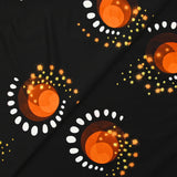 Maille de viscose satinée imprimée éclipse orange fond noir